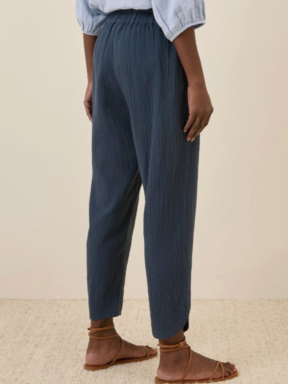 Pact Organic Coastal Double Gauze Tapered Pull-On Pant XS French Navy - Picture 4 of 9